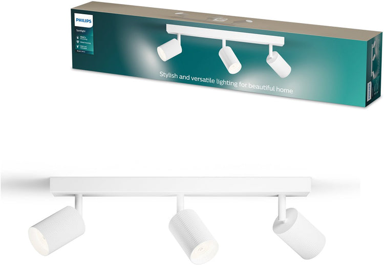 Spot en saillie Philips Wyatt - culot LED gu10 - orientable - 3 points lumineux - clickfix - blanc
