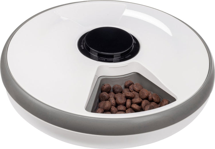 Barre alimentaire automatique Flamingo pour chiens et chats - mangeoire automatique pour nourriture humide et sèche - avec élément de refroidissement minuterie - 6 repas - modèle labo - blanc
