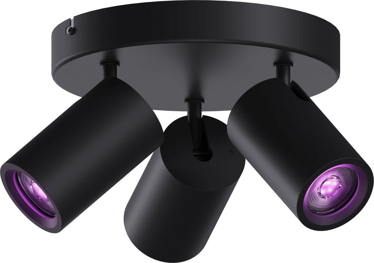 Plafonnier intelligent Calex - 3 lumières - spot intelligent en saillie - rond - noir