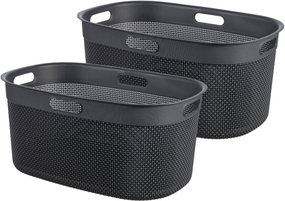 Panier à linge en filo Curver - 45l - lot de 2 pièces - anthracite