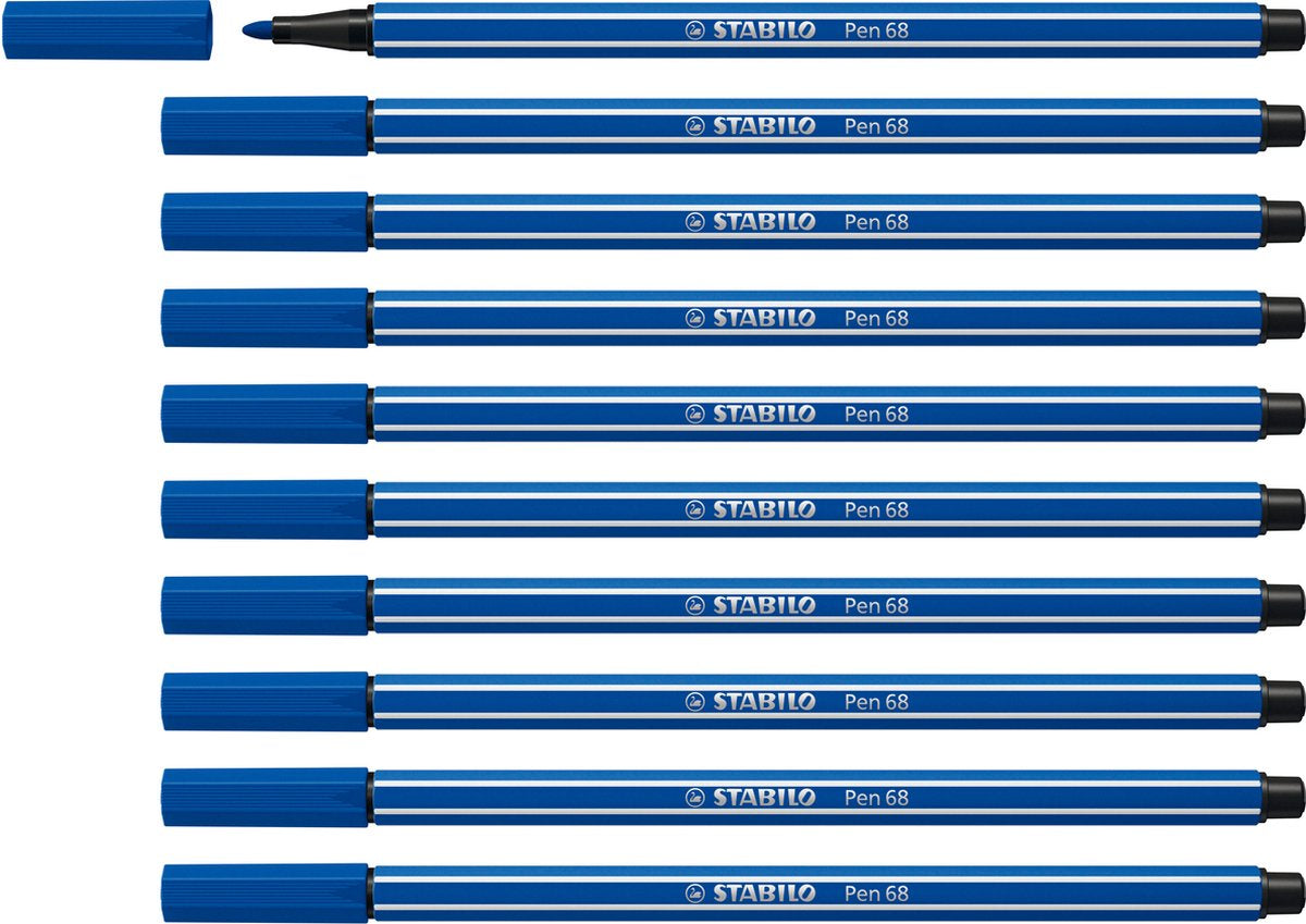 Stabilo pen 68 - feutre premium - bleu foncé - boîte de 10 pièces