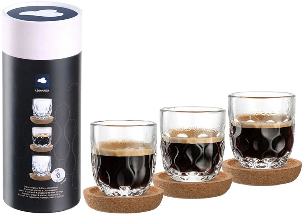 Verre à expresso Leonardo Gocce 60 ml avec dessous de verre - set 6