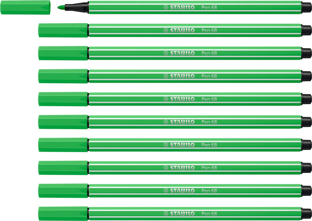Stabilo stablio pen 68 - feutre premium - vert feuillu - boîte de 10 pièces