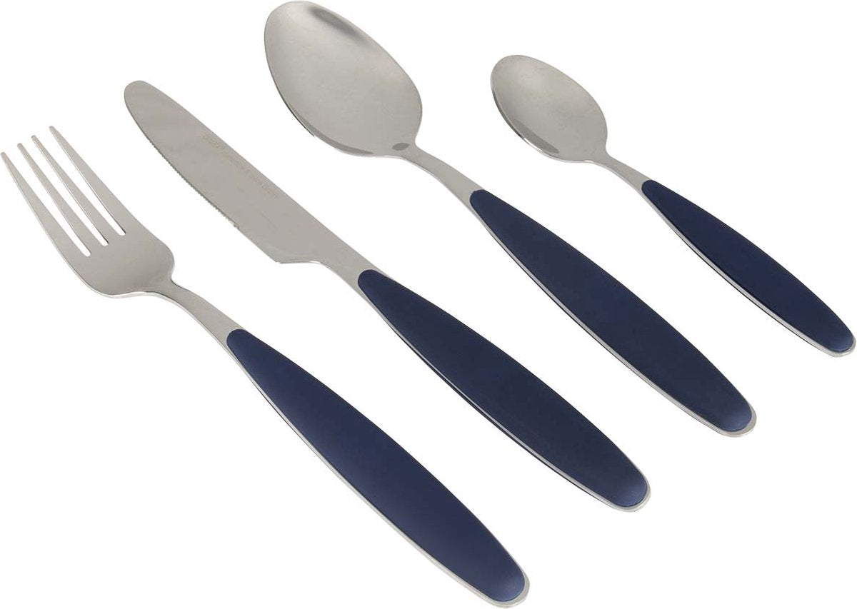 Couverts Gimex - bleu marine - manche soft touch - 16 pièces