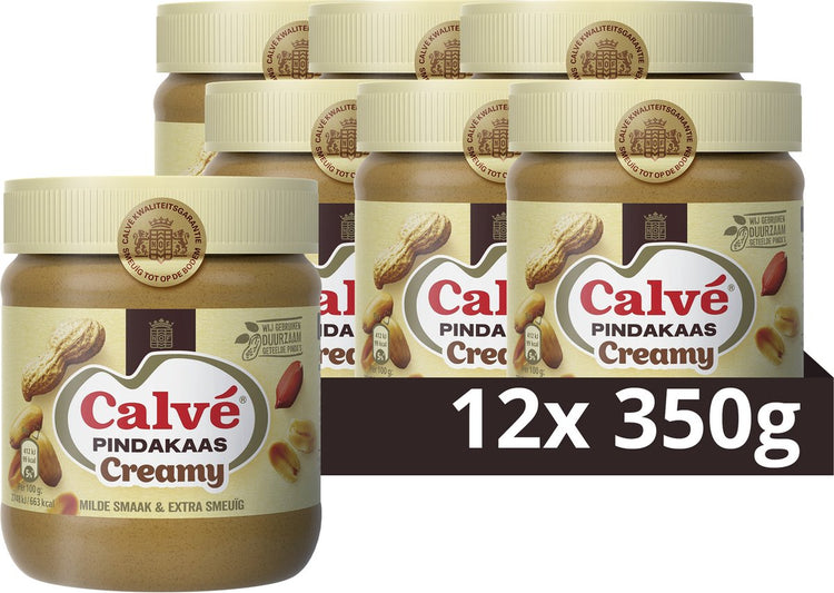 Beurre de cacahuète Calvé - crémeux - extra crémeux au goût doux - 12 x 350 g