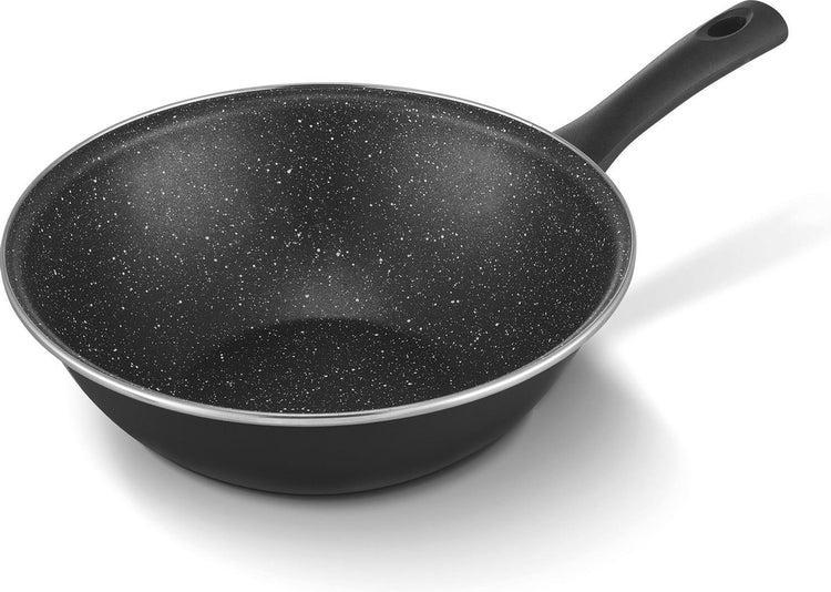 Brabantia Living antiadhésif - poêle wok - ø 28 cm - aluminium - double revêtement antiadhésif - compatible induction - noir