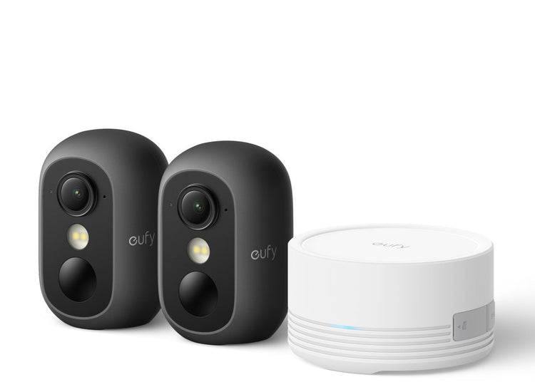 Kit 2 caméras Eufy security cam c35 - noir - caméra de sécurité sans fil pour extérieur et intérieur - montage magnétique - vision nocturne couleur - stockage local - pas de frais mensuels - ip67 - reconnaissance faciale