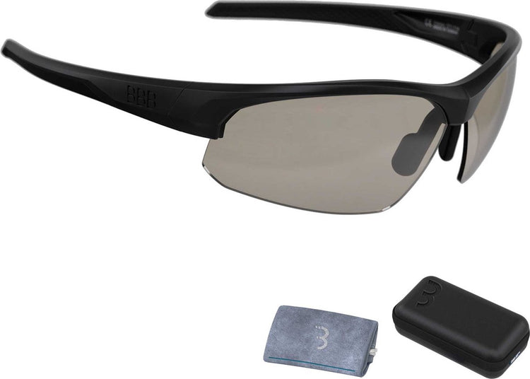 Bbb cycling impressionner ph lunettes de cyclisme photochromatiques - lunettes de soleil avec verres photochromiques - lunettes de sport avec couvercle - noir mat - bsg-58pht