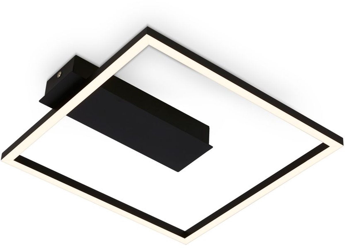 B.k.licht briloner - plafonnier cadre LED - plafonnier avec lumière blanc chaud - 3000k - 12w - 1400 lm - 32x30x5 cm - noir
