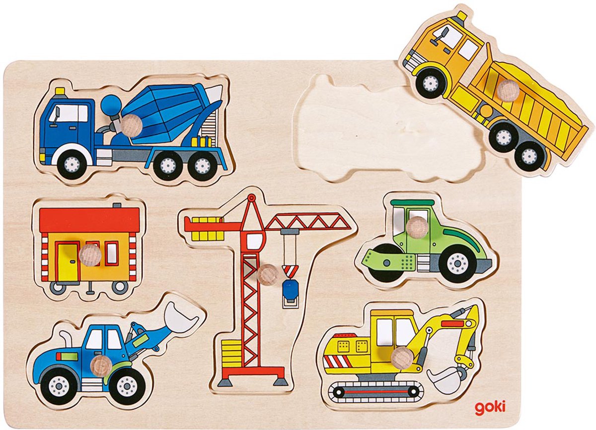Goki Wooden Nick Puzzle Work Travail Véhicules