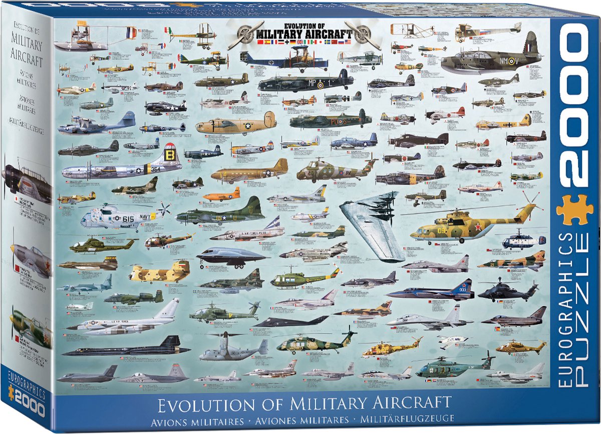 Eurographics - évolution des avions militaires - 2000 pièces 97×68cm (l×h) - puzzle