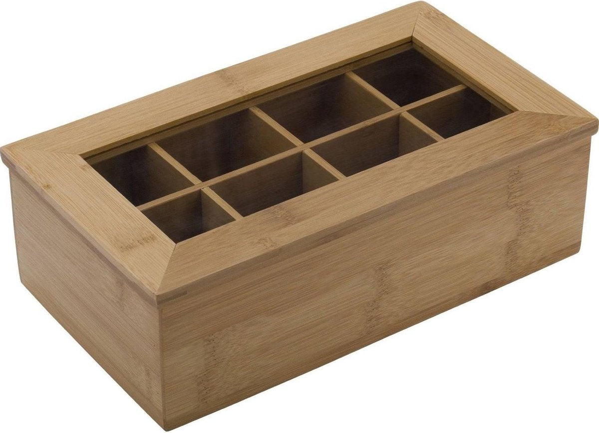 Boîte à thé Westmark neutre - 8 compartiments - 32,5 x 20,5 cm - bois