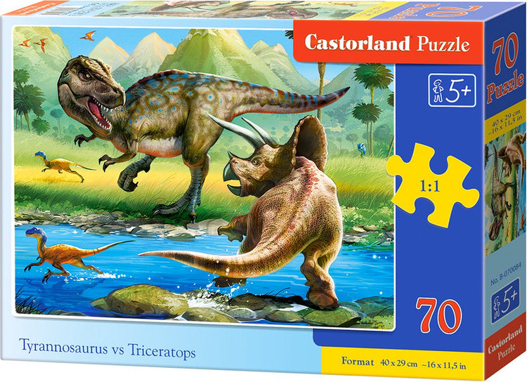 Castorland tyrannosaure vs tricératops – puzzle – 70 pièces – dinosaures – qualité premium