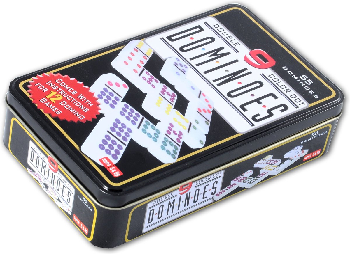 Longfield Games Dominospel Double 9 en boîte 55 pierres