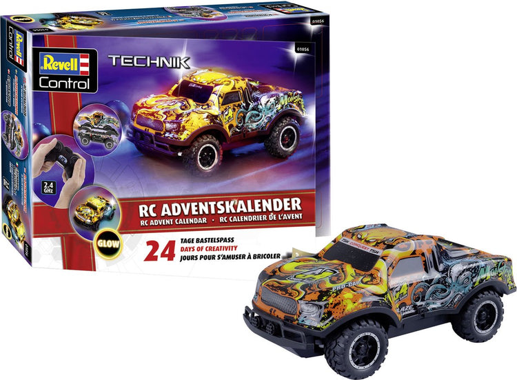 Revell Calendrier de l'Avent 2025 - 01056 voiture télécommandée - le pilote de Noël ultime - véhicule télécommandé en plastique design de Noël - 2,4 GHz - 1:22
