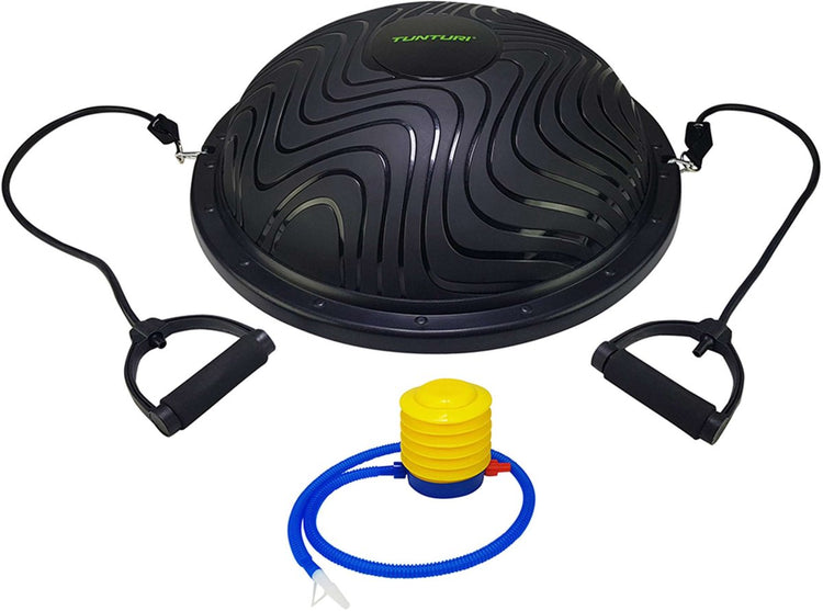 Tunturi Balance Trainer Pro avec poignées - coussin d'équilibre avec jeu de bandes de résistance - ballon d'équilibre incl. pompe à pied fournie - incl. application de remise en forme gratuite