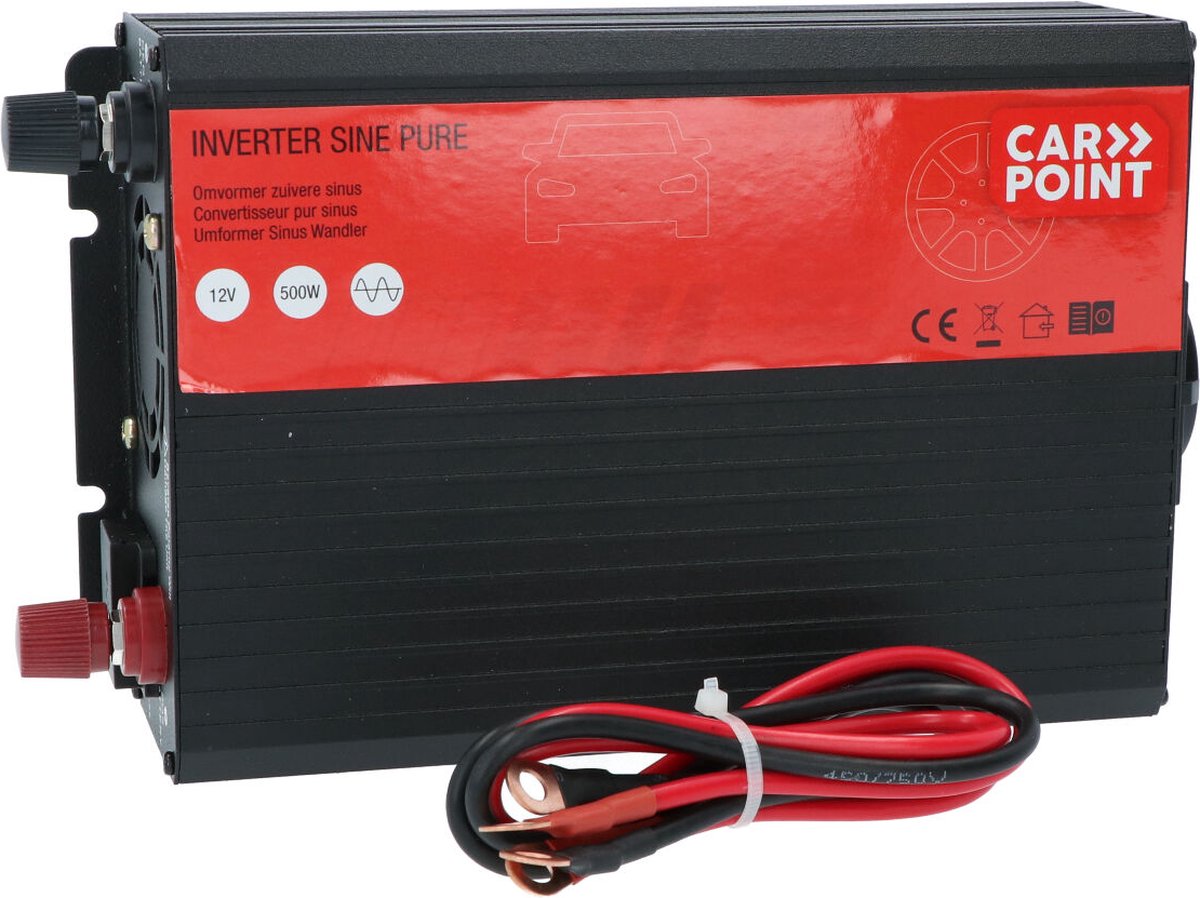 Carpoint onduleur 12v à 230v - 500w 1000w crête - onde sinusoïdale pure - avec refroidissement de sécurité - pour voiture, camping-car