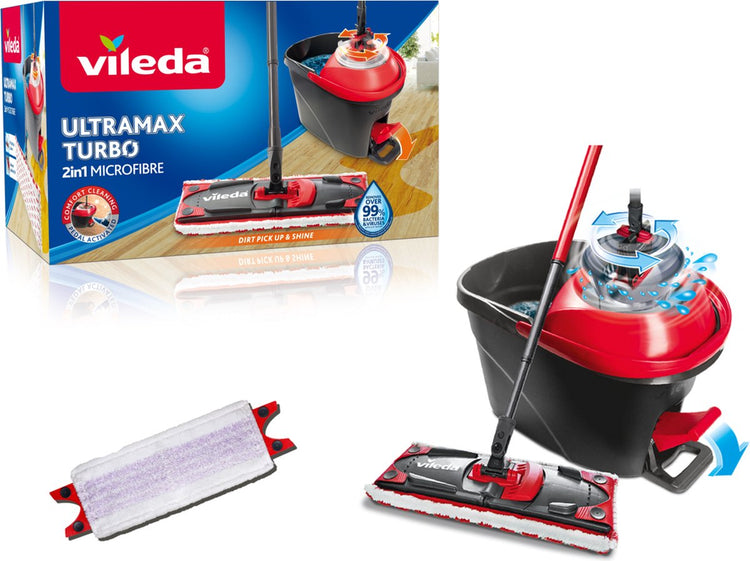 Vileda ultramax turbo set complet + 1 recharge sensible pour sols délicats - pour sols délicats
