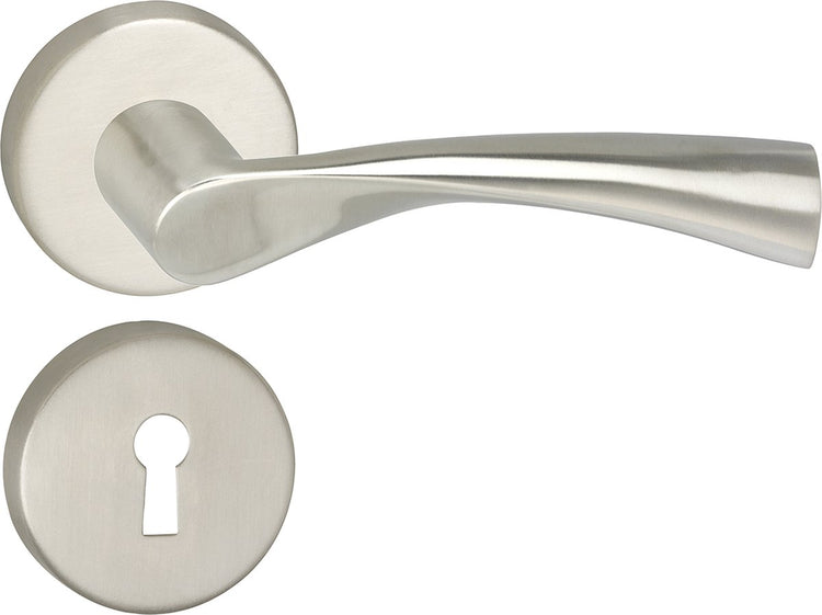 Poignée de porte Impresso - wigston - pour l'intérieur - ronde avec rosace à clé ronde - acier inoxydable - 2 pièces