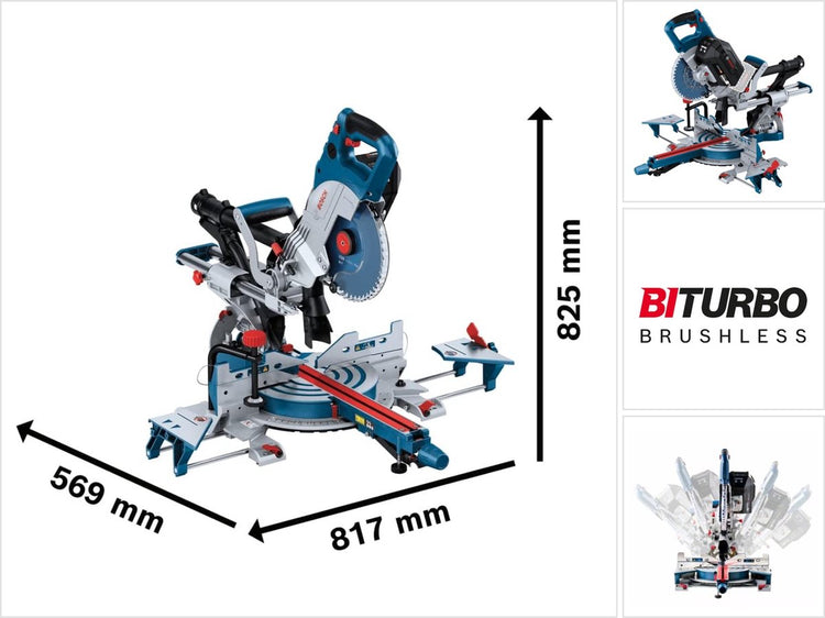 Scie à onglets professionnelle sans fil Bosch blue gcm 18v-216 dc | biturbo | excl. batterie et chargeur - 0601b47000