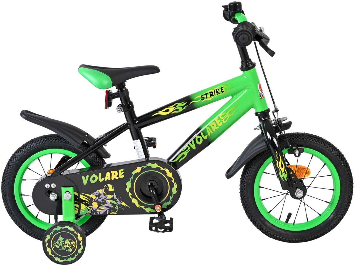 Vélo enfant Volare strike - garçons - 12 pouces - noir vert