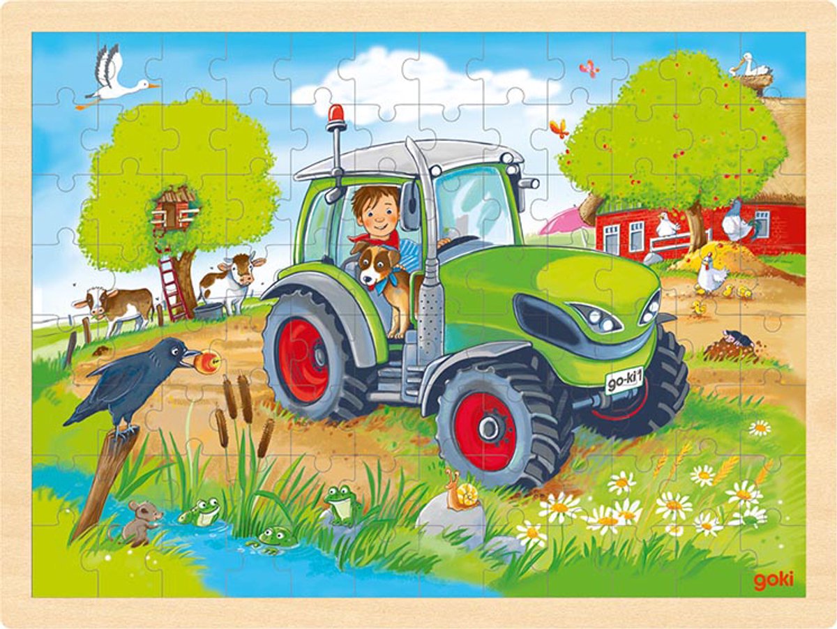 Goki Wooden Jigsaw Puzzle Tracteur, 96st.