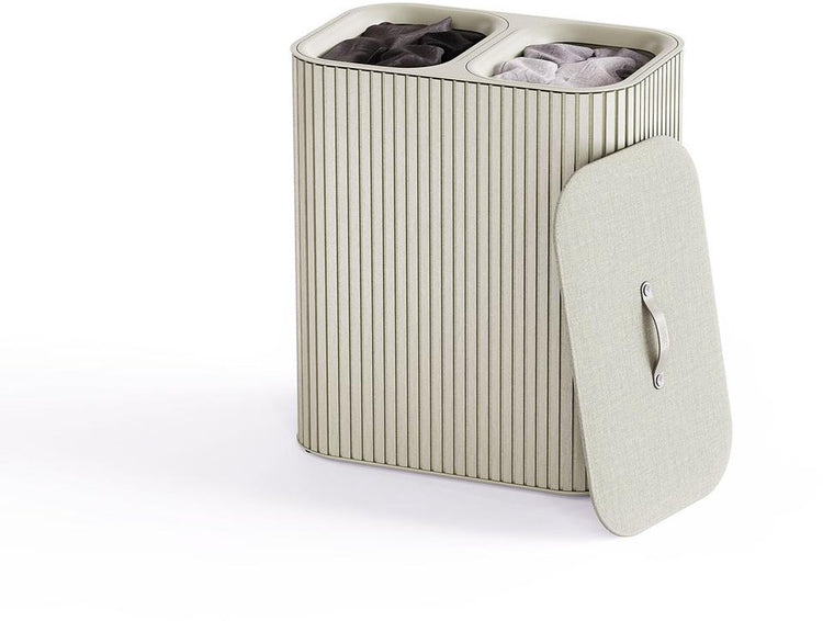 Joseph joseph tota twin panier à linge de luxe 2x45 litres bambou - écru