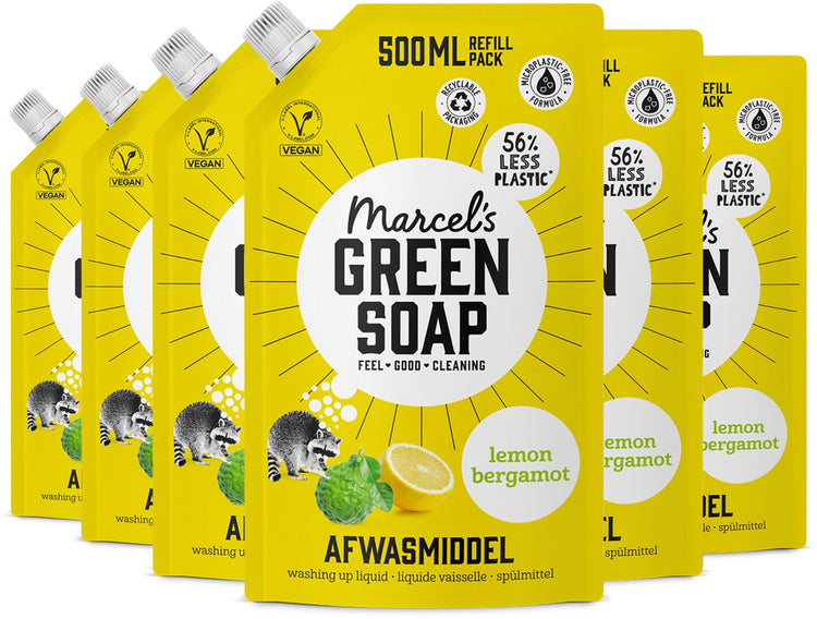 Recharge liquide vaisselle savon vert Marcel's - citron bergamote - 6 x 500ml