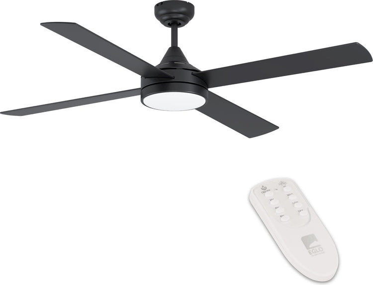Plafonnier Eglo Trinidad avec ventilateur - 122cm - durée de vie longue - noir - dimmable - lumière blanche réglable