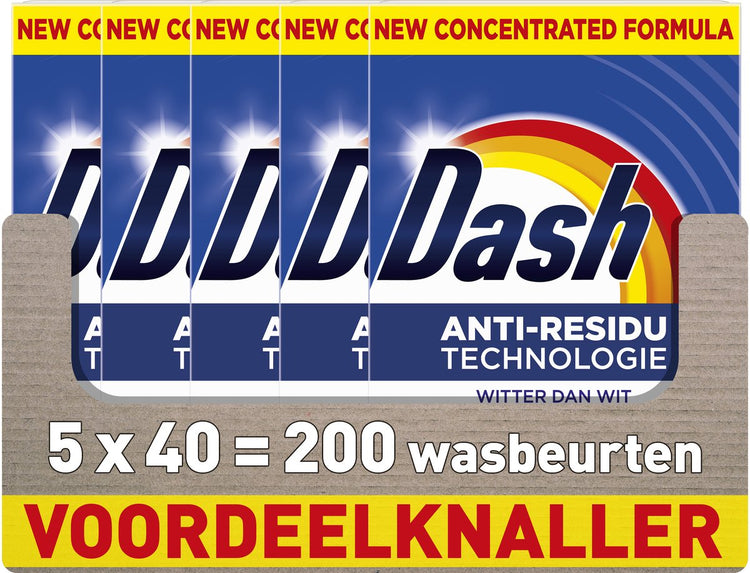 Lessive en poudre Dash - plus blanche que blanche - 5 x 40 lavages