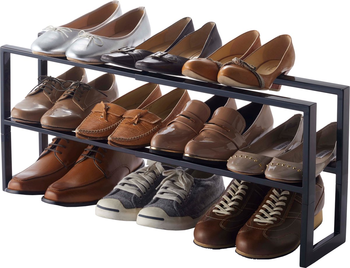 Yamazaki étagère à chaussures extensible - 2 niveaux - line - noir