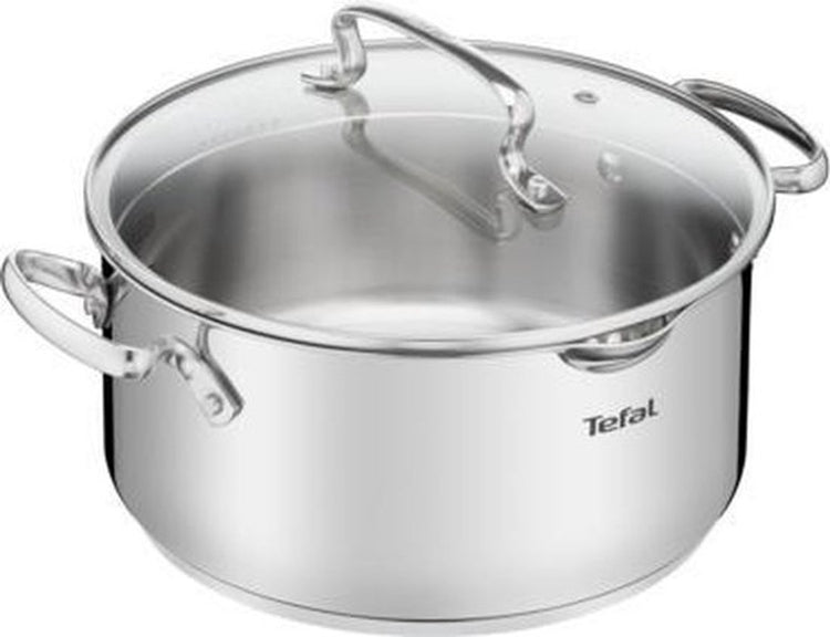 Tefal duetto+ poêle de cuisson - ronde - 18 cm - acier inoxydable - avec couvercle