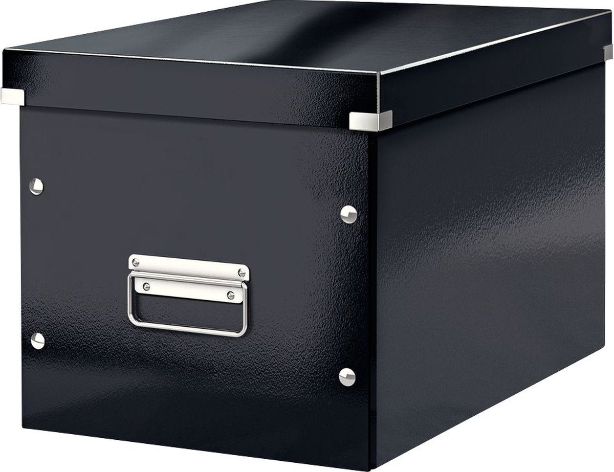 Grande boîte de rangement Leitz wow click store cube - 80 % carton recyclé - 32x36 cm (lxp) - noir