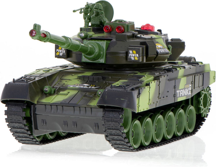 Brandless sans marque rc toy forest camouflage tank - tank radio télécommandé avec télécommande - avec effets sonores et lumineux - avec batterie interne - 2,4 gz - camouflage forestier
