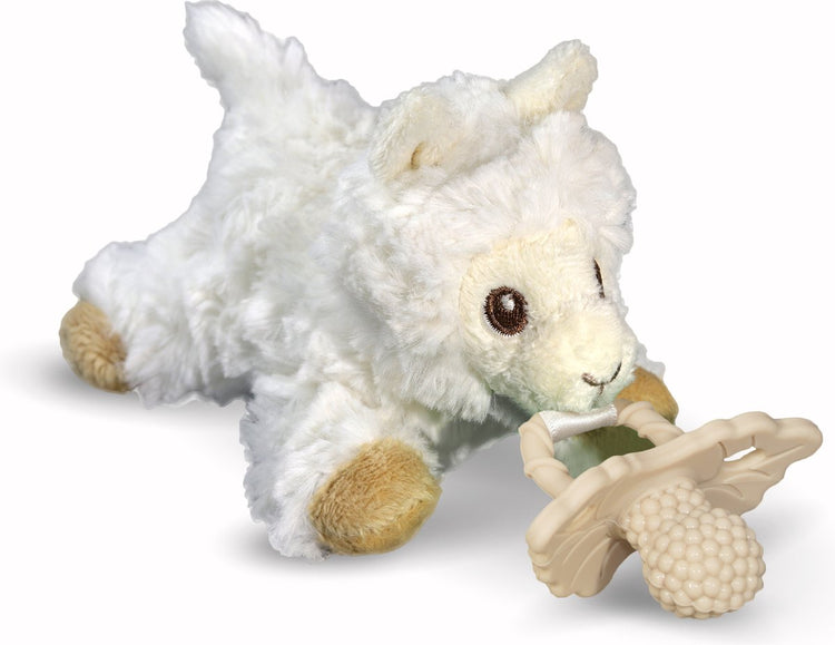 Razbaby - peluche tétine razbuddy comprenant une tétine de dentition framboise - lama