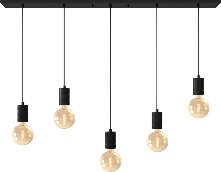 Plafonnier rétro Calex - 5x E27 - Lampe suspendue industrielle - Lampe suspendue 14 x 130 cm - Noir