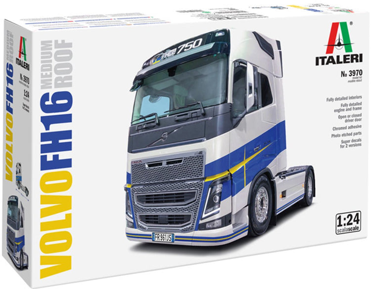 Camions en kit de construction modèle Italeri - 3970 volvo fh16 toit moyen - camion moderne - camion suédois en plastique - 1:24 - construction de modèles