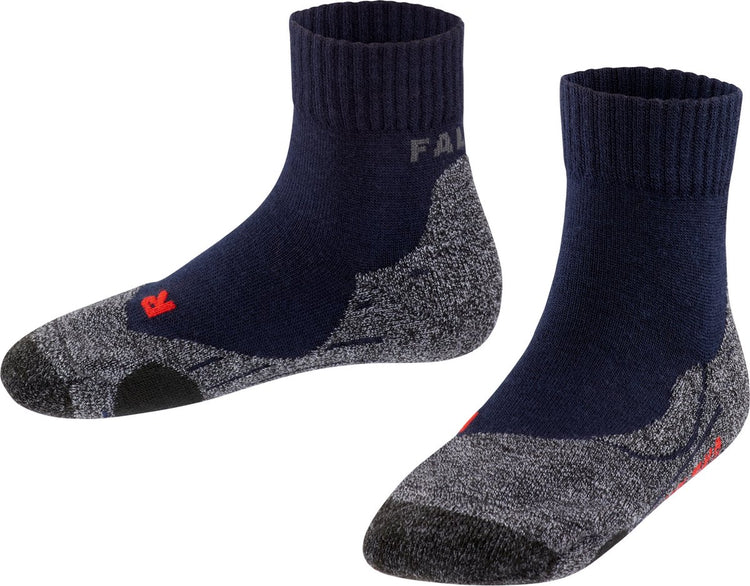 Falke tk2 chaussettes de marche courtes anti-ampoules en laine épaisse matière fonctionnelle enfants bleu - taille 35-38