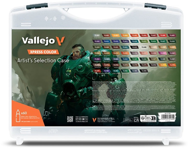 Vallejo hobby paint peinture acrylique - 72184 xpress color - sélection d'artistes - valise -set acrylique - 60x set de peinture - 60x 18 ml