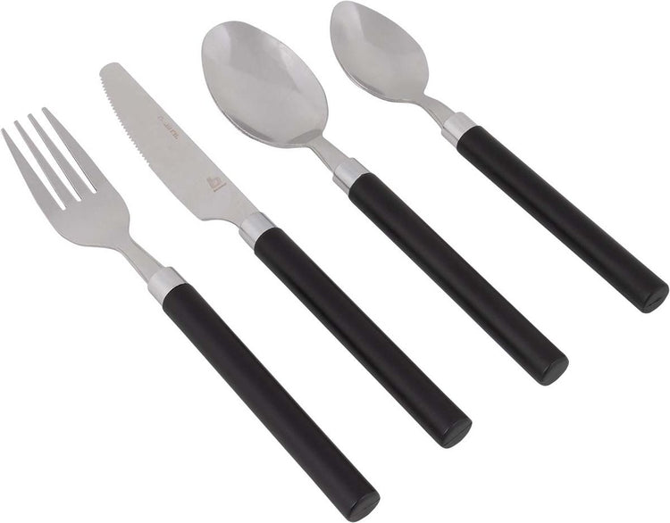 Bo-camp - set de couverts - acier inoxydable - 16 pièces - 4 personnes - noir