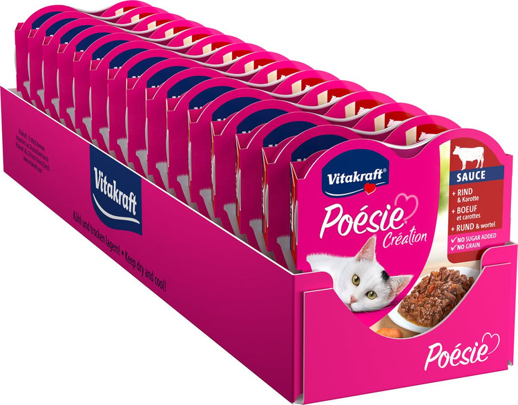 Vitakraft poésie® création boeuf carotte - sauce - nourriture humide - 15x85 grammes