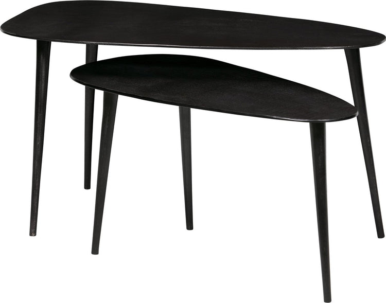 Table d'appoint triangle Woood - métal - nickel noir - 49x89x49 - lot de 2