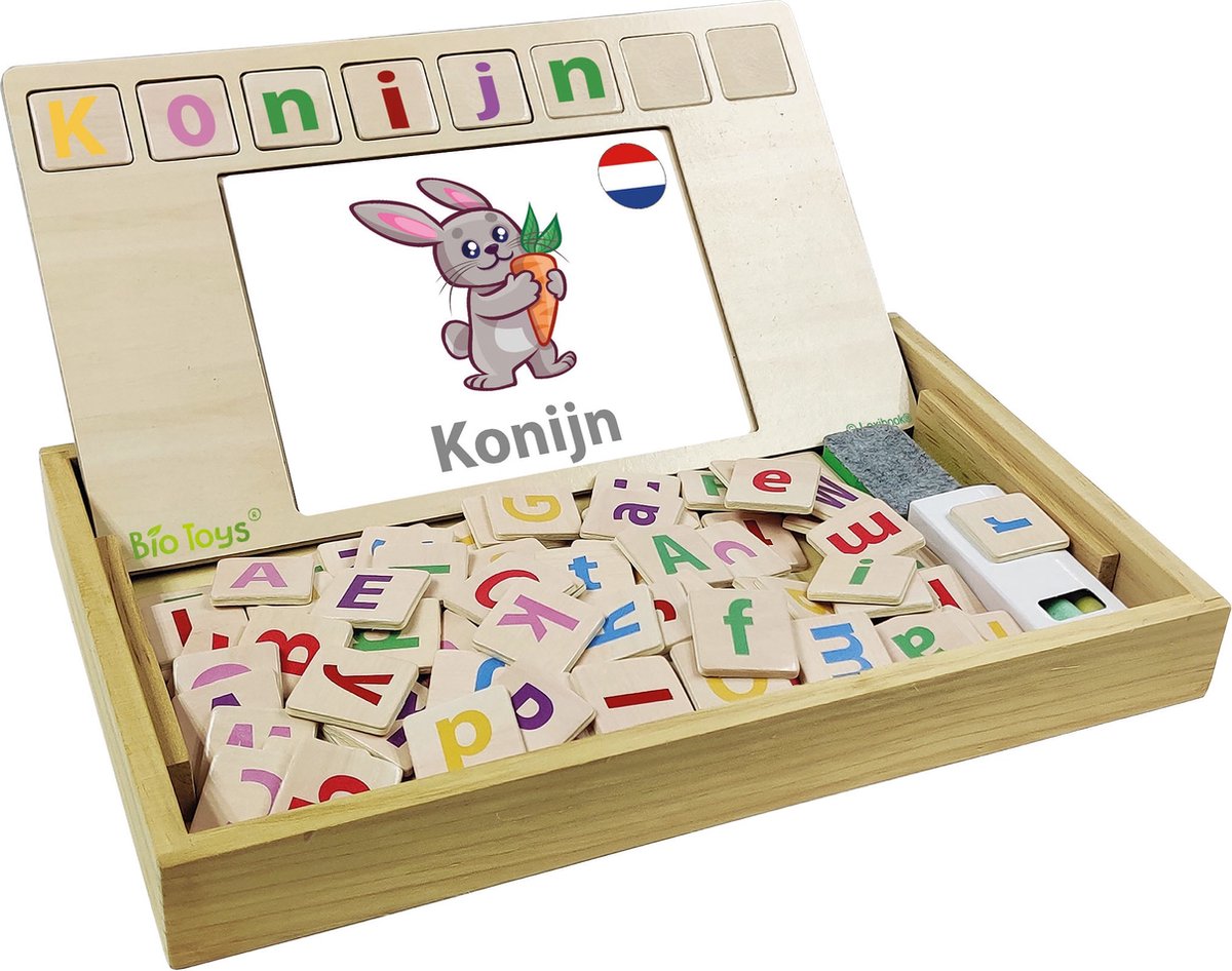 Lexibook bio jouets mot école bilingue français - néerlandais - jouets en bois