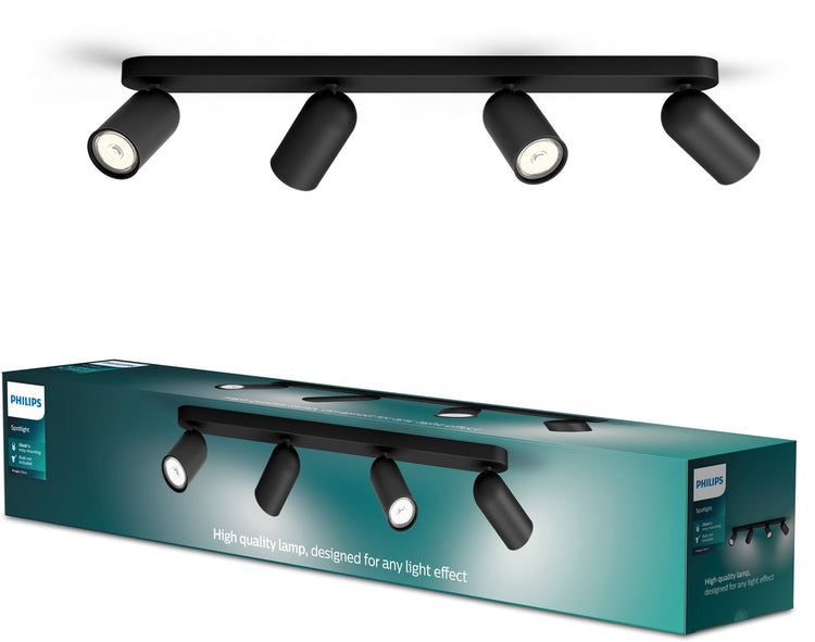 Spot en saillie Philips LED Philips Pongee - 4 lumières - noir
