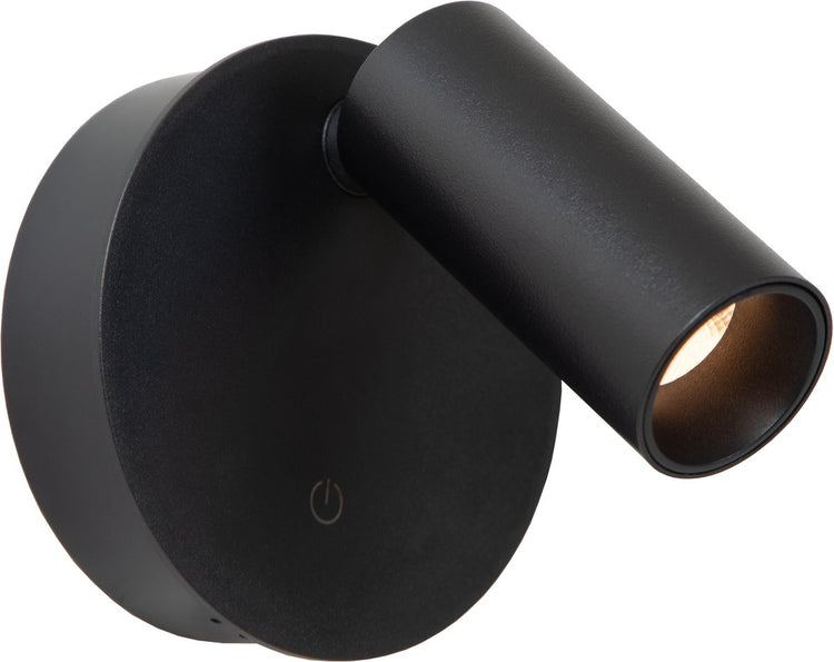 Lucide toni - applique murale spot rechargeable - batterie - ø 8,1 cm - LED dimmable - CCT - 1x2W 2700K 4000K - magnétique - noir