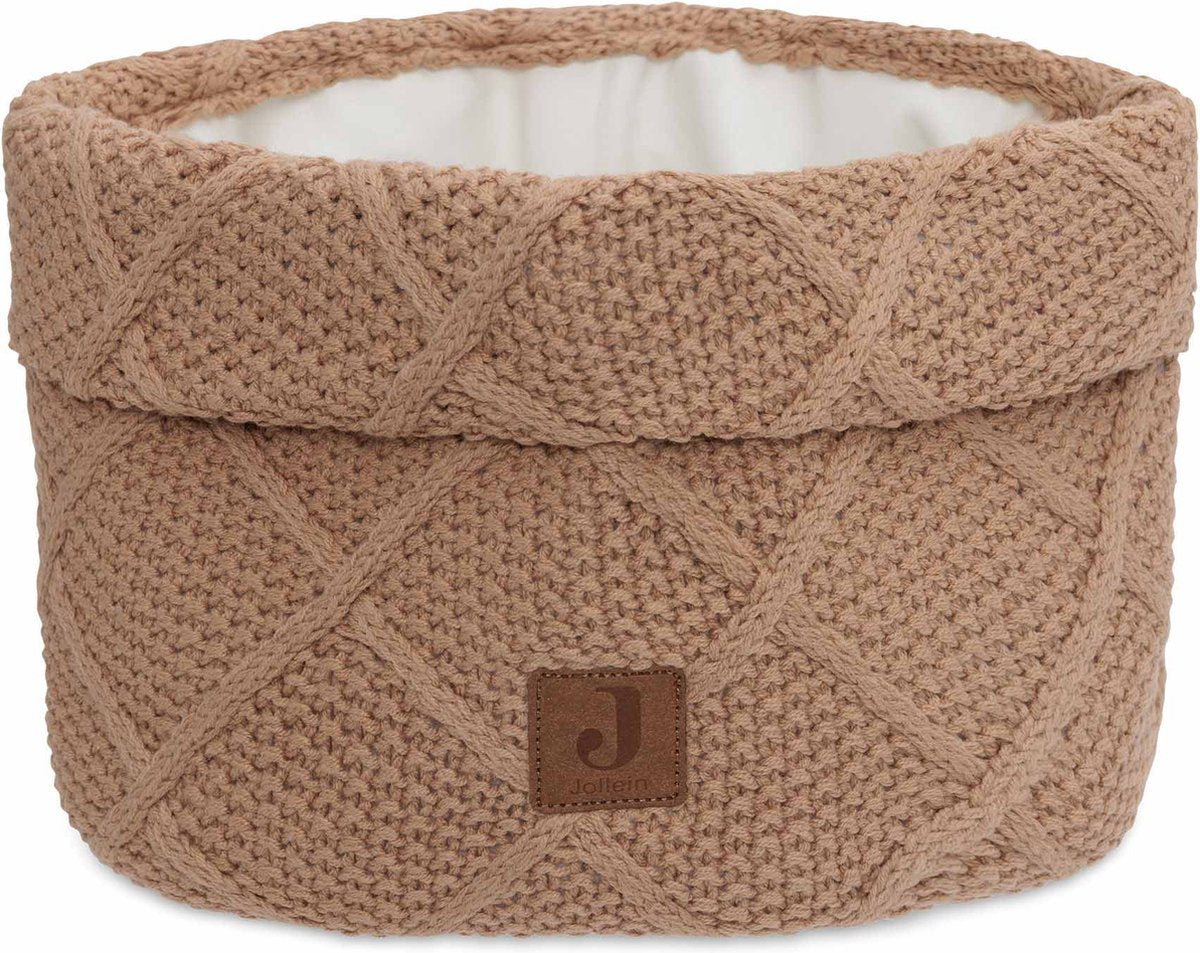 Jollein - panier à langer - panier à langer pour chambre bébé - 14x18cm - panier de rangement - carreaux tricot biscuit