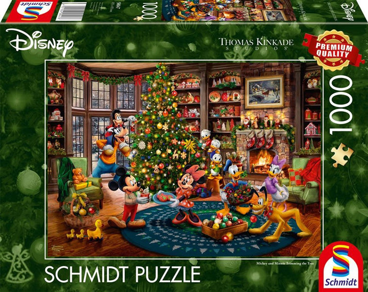 Schmidt - puzzle - Disney, Mickey Minnie décore le sapin - Thomas Kinkade Studios - 1000 pièces - adultes - à partir de 12 ans