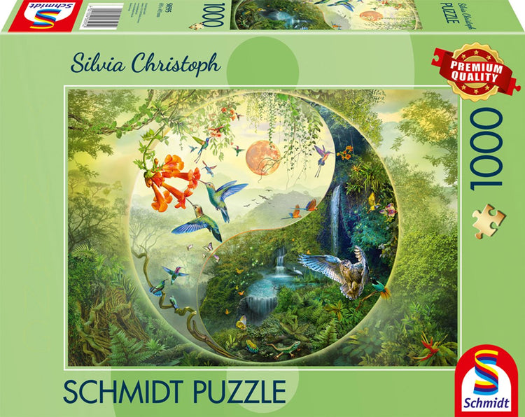 Schmidt - puzzle - yin yang, dans la forêt des colibris - silvia christoph - 1000 pièces - adultes - à partir de 12 ans