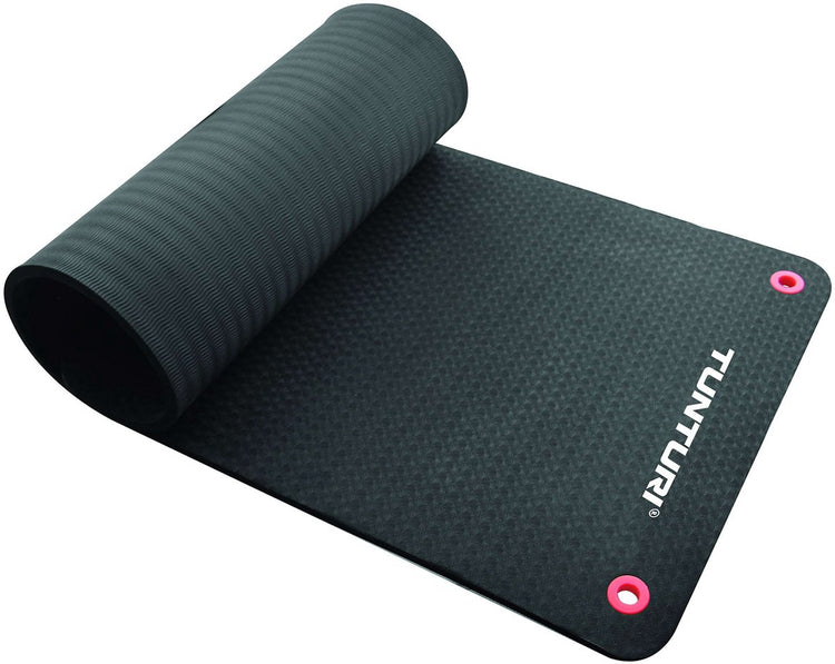 Tapis de fitness Tunturi pro - tapis de yoga - tapis de gymnastique - tapis d'exercice - 180x60x1,5 cm - couleur : noir - incl. application de remise en forme gratuite
