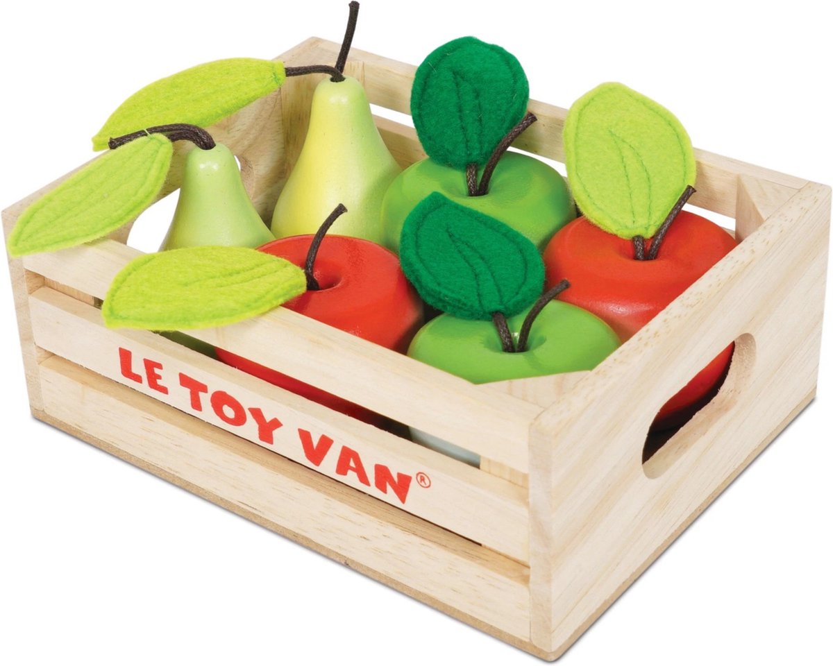 Le jouet de nourriture pour jouets - pommes poires - dans une cagette